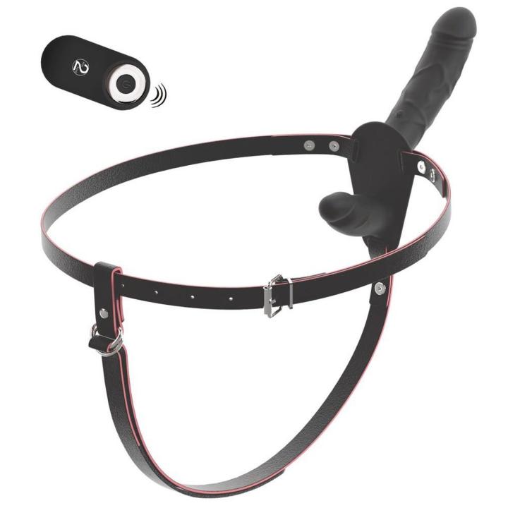 Wibrująca uprząż strap-on podwójna z pilotem | 10 trybów