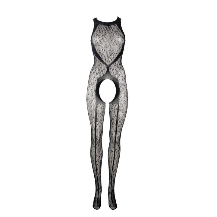 Panterkowe bodystocking z otwartym krokiem one size