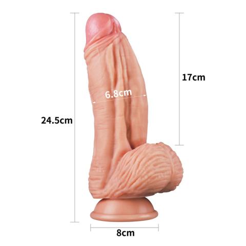 Realistyczne dildo gigant 25 cm z przyssawką | Podwójny silikon