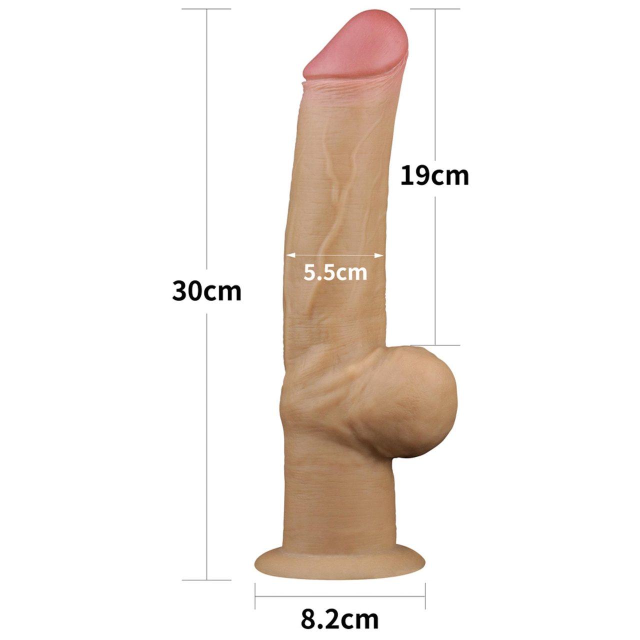 Realistyczne dildo z uchwytem i przyssawką 30,5 cm – dwuwarstwowy silikon