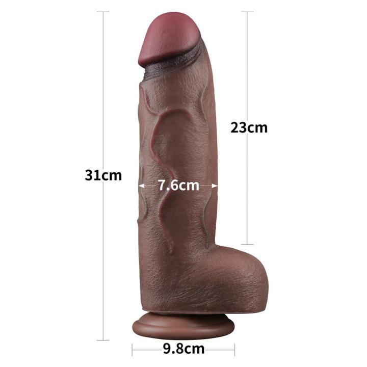 Realistyczne dildo XXL 30 cm z przyssawką | Dwuwarstwowy silikon platynowy
