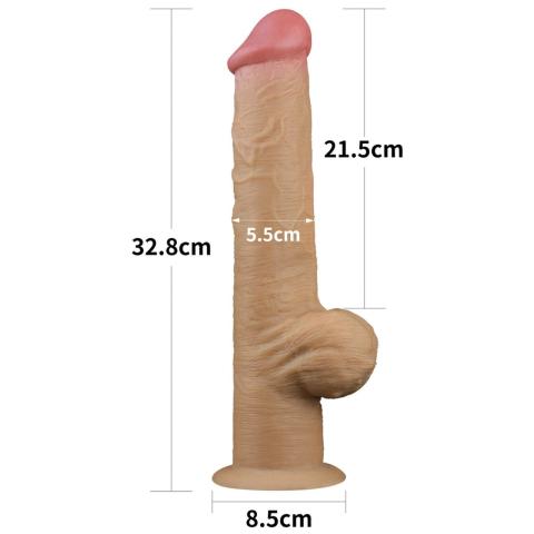 Realistyczne dildo z uchwytem i przyssawką 31,7 cm | Dwuwarstwowy silikon