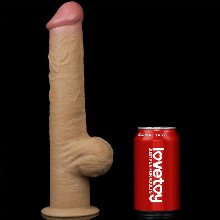 Realistyczne dildo z uchwytem i przyssawką 31,7 cm | Dwuwarstwowy silikon