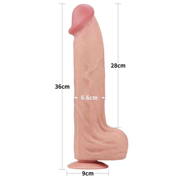 Gigantyczne dildo 35 cm z TPE, efekt ślizgającej się skóry i przyssawka