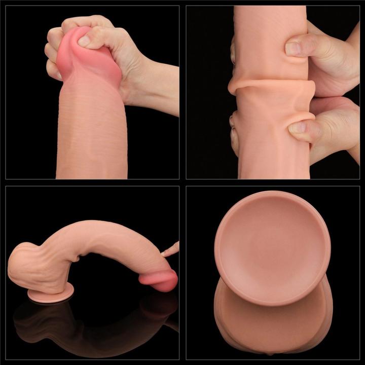 Gigantyczne dildo 35 cm z TPE, efekt ślizgającej się skóry i przyssawka