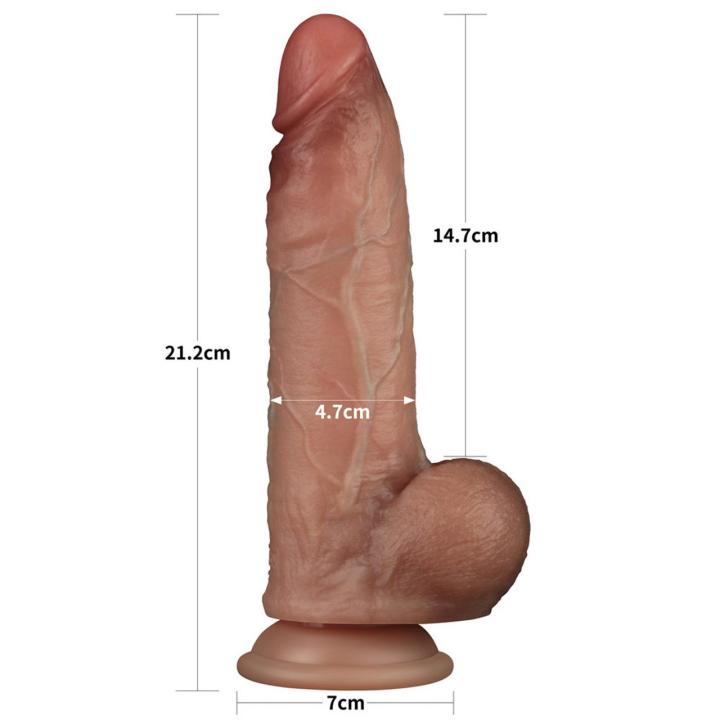 Realistyczne dildo 21,5 cm z przesuwającą skórą i dual-density