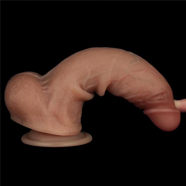 Realistyczne dildo 21,5 cm z przesuwającą skórą i dual-density