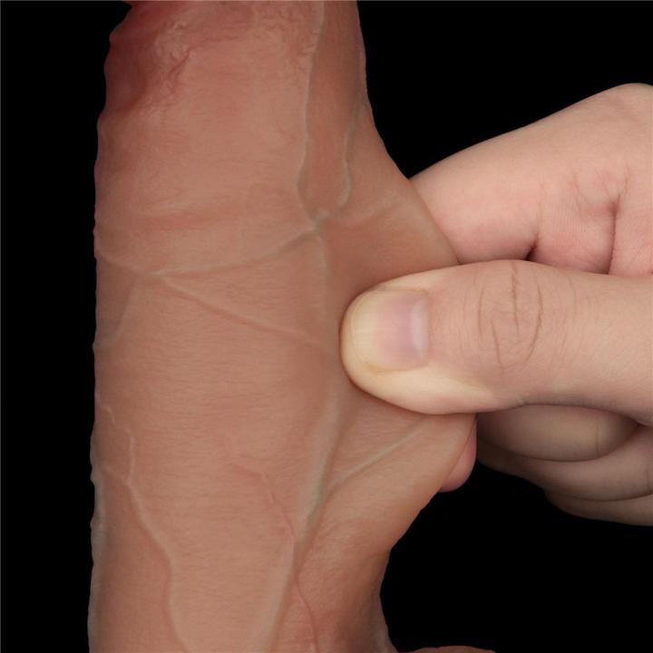 Realistyczne dildo 21,5 cm z przesuwającą skórą i dual-density