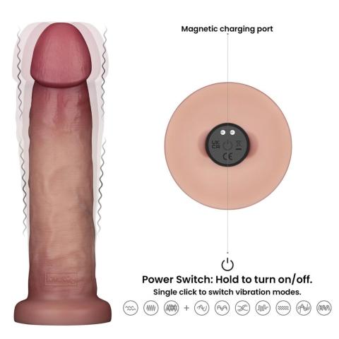 Realistyczne dildo wibracyjne 22,9 cm z pilotem i sliding skin
