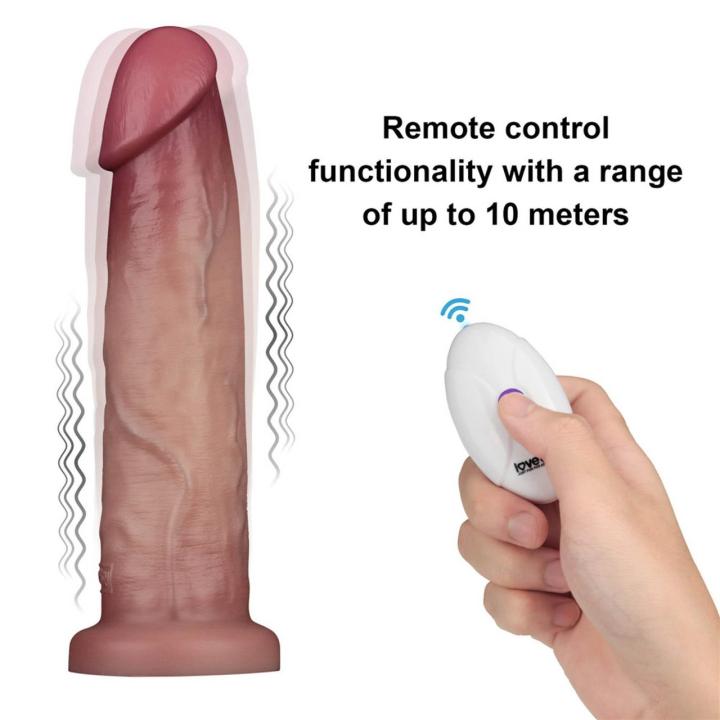 Realistyczne dildo wibracyjne 22,9 cm z pilotem i sliding skin