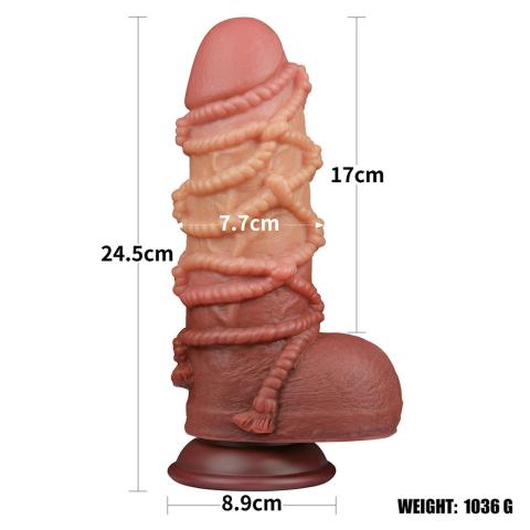 Gigantyczne dildo 24 cm z przyssawką | Dwuwarstwowy silikon platynowy