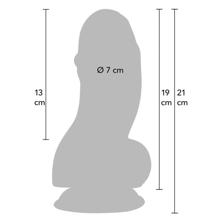 Grube dildo XXL 19 cm z przyssawką i wygięciem