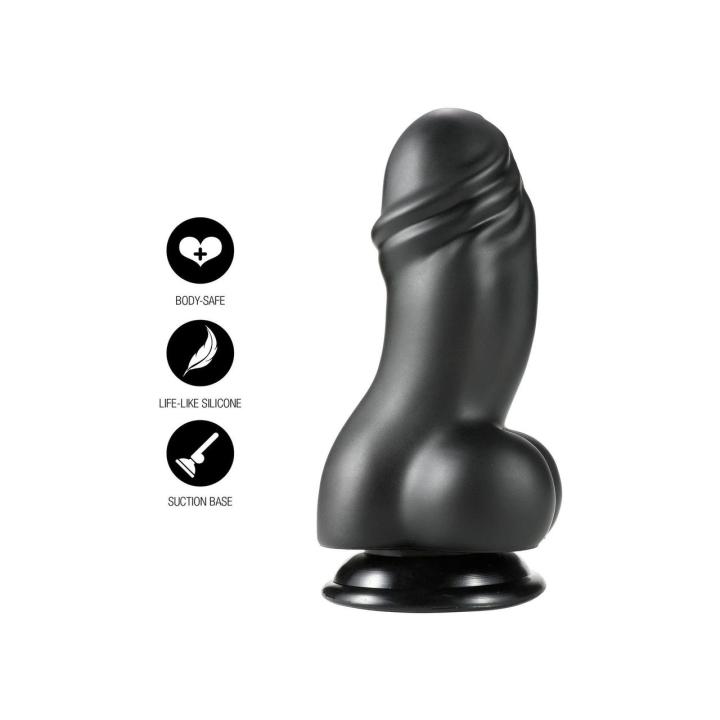 Grube dildo XXL 19 cm z przyssawką i wygięciem