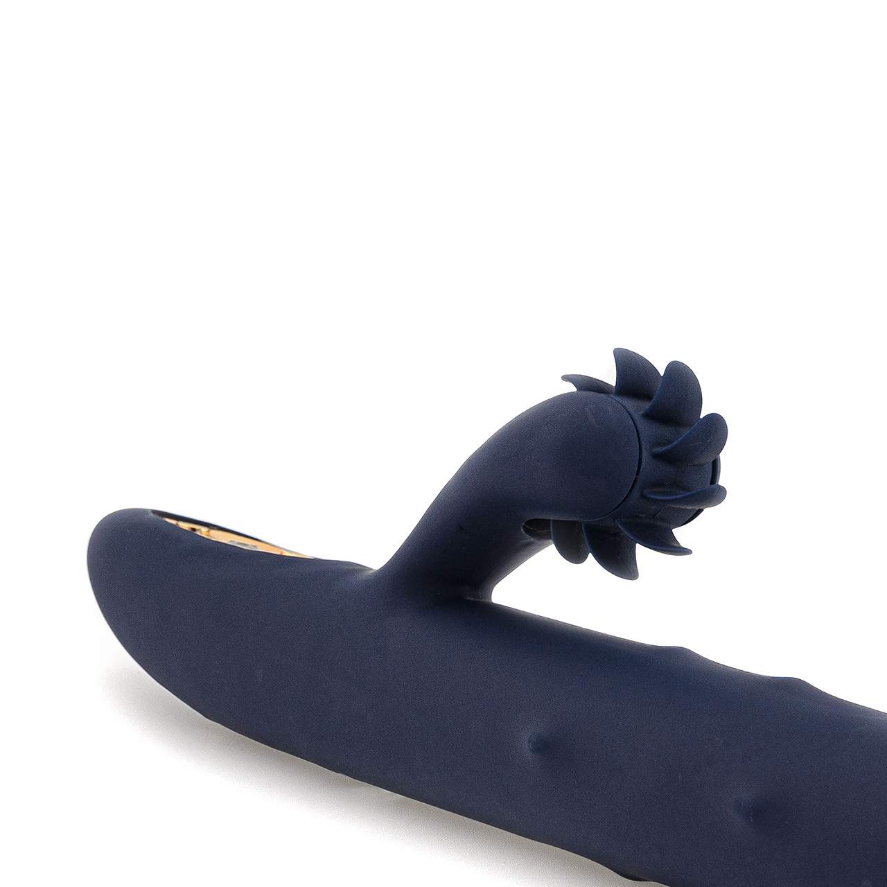 Granatowy silikonowy wibrator królik z ruchomymi językami do masażu łechtaczki
