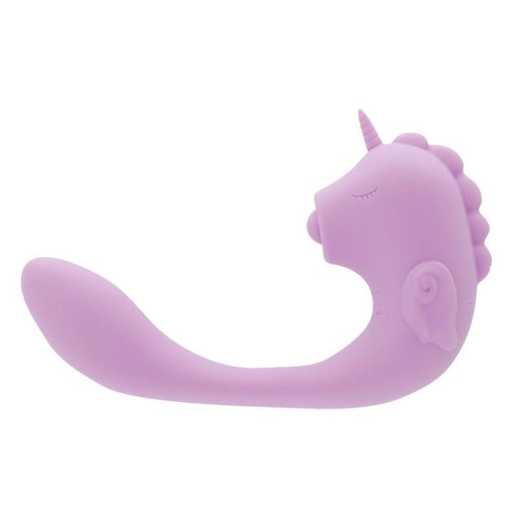 Liliowy wibrator punktu G z tappingiem łechtaczki 15 cm | 2 silniki, USB