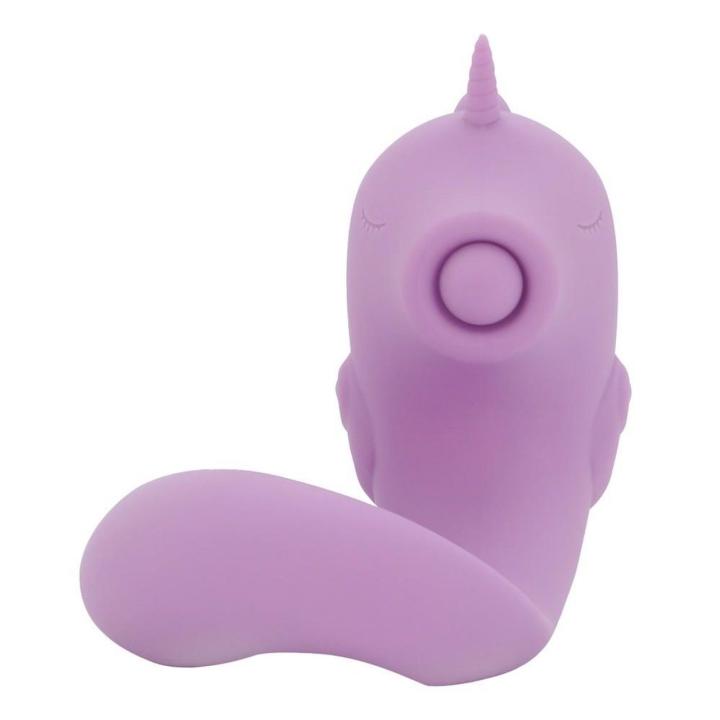 Liliowy wibrator punktu G z tappingiem łechtaczki 15 cm | 2 silniki, USB