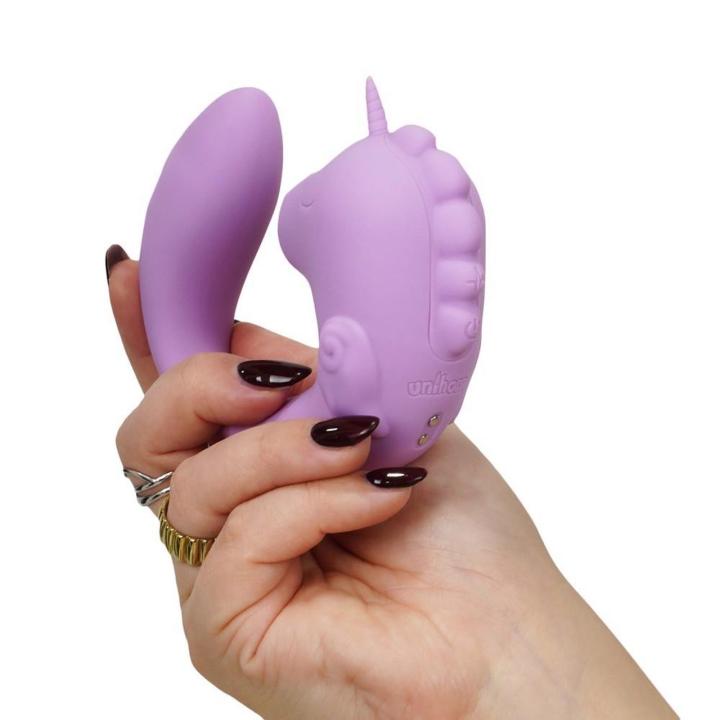 Liliowy wibrator punktu G z tappingiem łechtaczki 15 cm | 2 silniki, USB