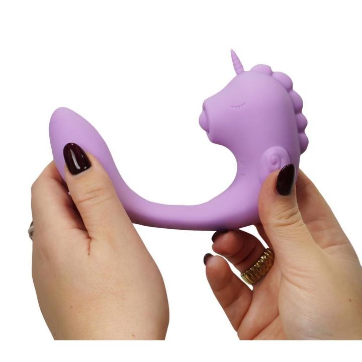 Liliowy wibrator punktu G z tappingiem łechtaczki 15 cm | 2 silniki, USB