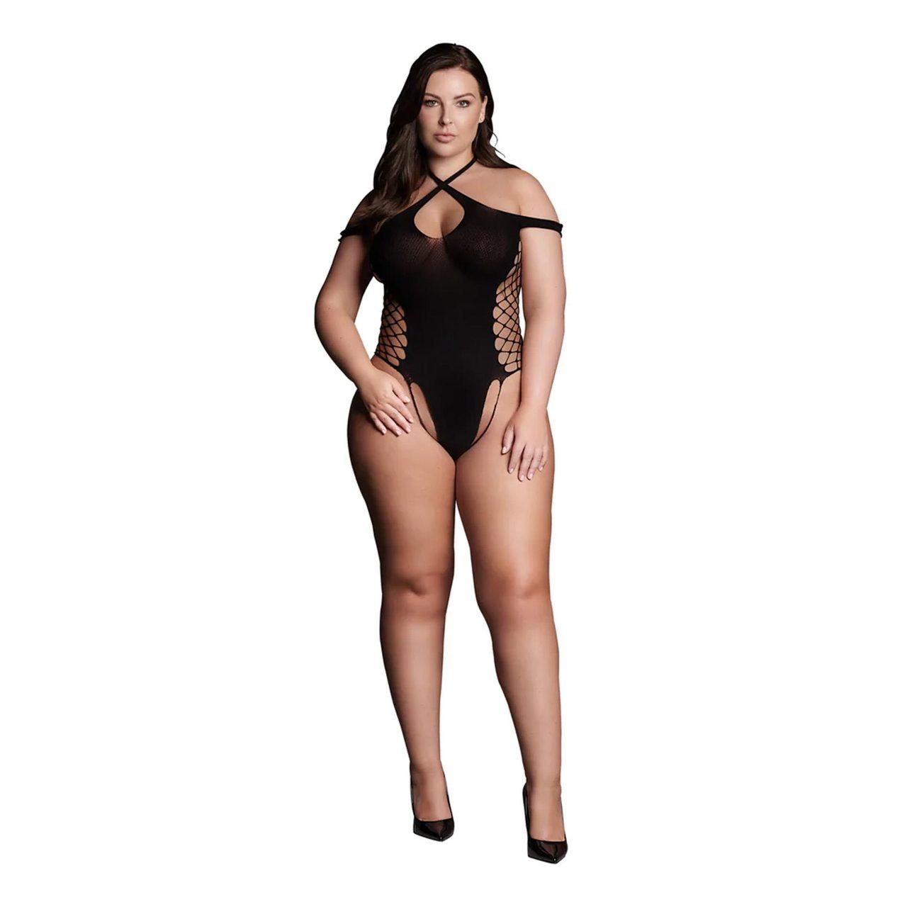 Body plus size z krzyżowanym dekoltem i odkrytymi ramionami XL–4XL | Loris.pl