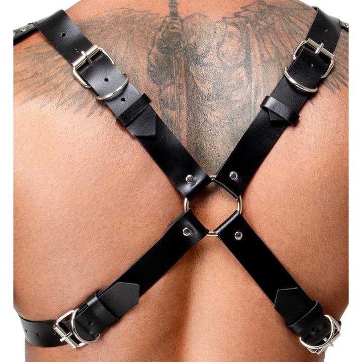 Skórzany harness męski na klatkę piersiową S-L | Regulowany