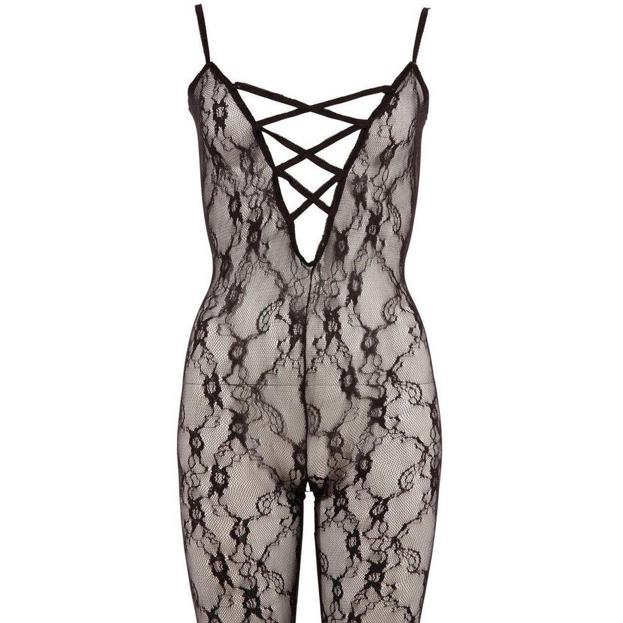 Koronkowy bodystocking z otwartym krokiem i stopą | Loris.pl
