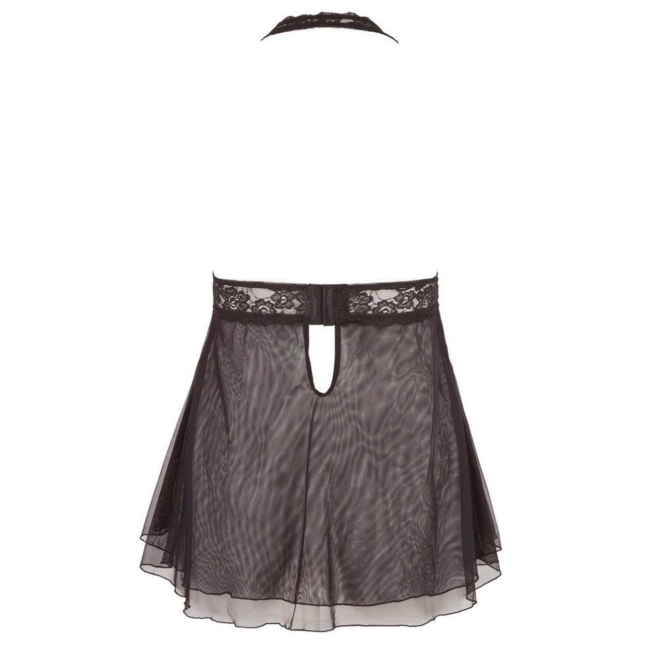 Koronkowa babydoll halter czarna | Rozcięte miseczki | Loris.pl