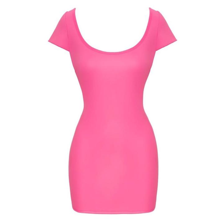 Sukienka mini hot pink z głębokim dekoltem