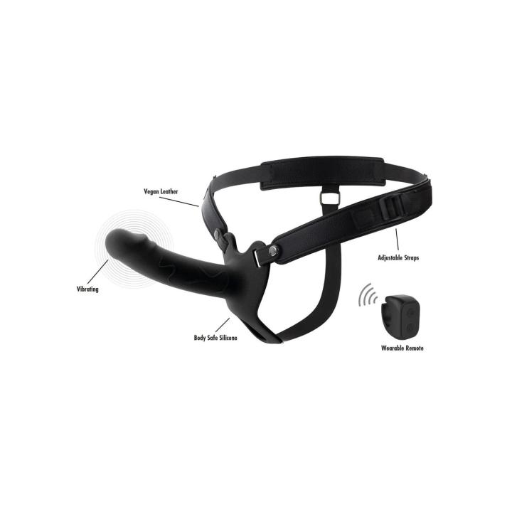 Wibrująca uprząż hollow 16 cm z pilotem | Strap-on z wibracją