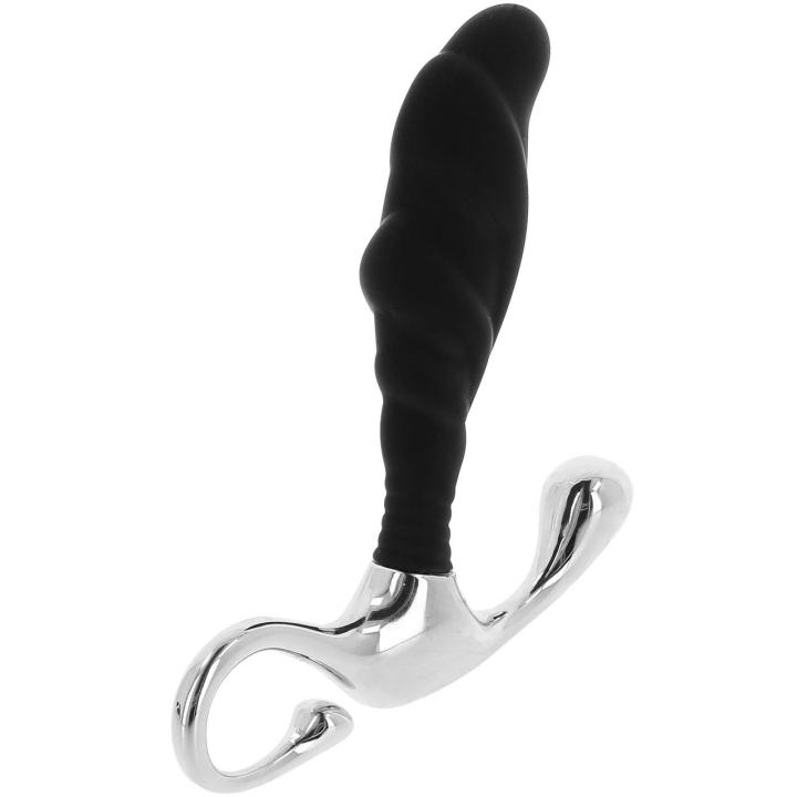 Średni masażer prostaty silikon + metal 12 cm