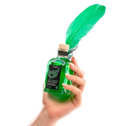 Zestaw do masażu ust jabłko 100 ml – olejek, piórko i przewodnik