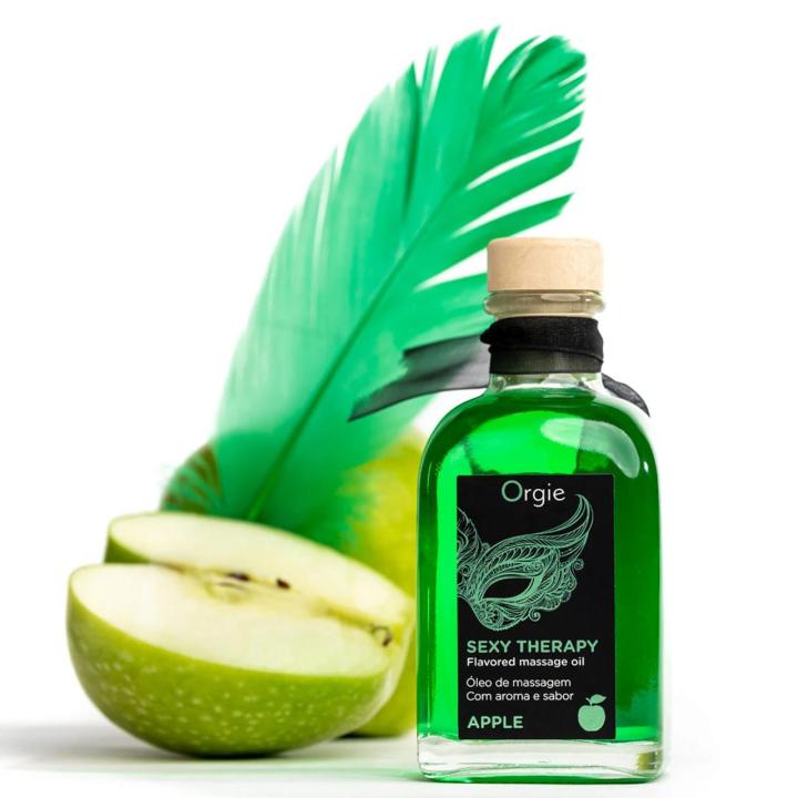 Zestaw do masażu ust jabłko 100 ml – olejek, piórko i przewodnik