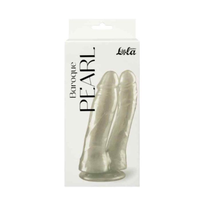Perłowe podwójne dildo z przyssawką – dwa końce, realistyczna faktura