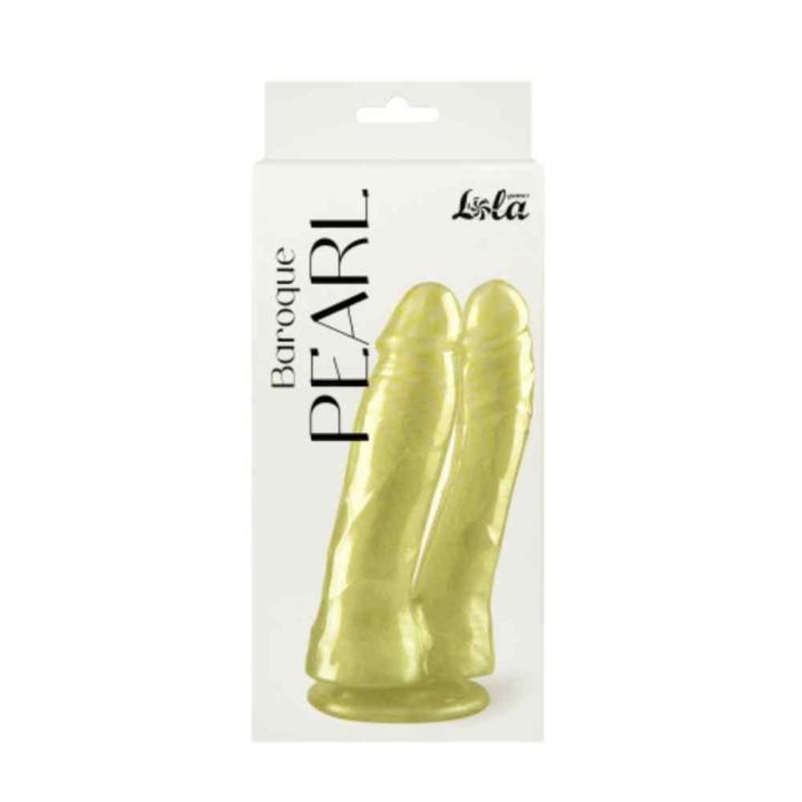 Podwójne dildo perłowe z przyssawką – dwie strony stymulacji