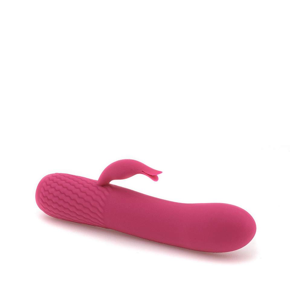 Różowy silikonowy wibrator króliczek ze stymulacją łechtaczki zasilany USB