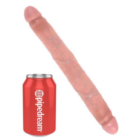 Smukłe podwójne dildo 30 cm z żyłkowaniem i dwoma żołędziami
