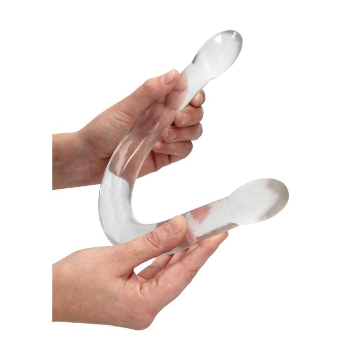 Przezroczyste podwójne dildo 42 cm - dwustronne do waginy i anusa