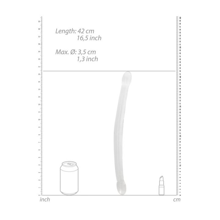 Przezroczyste podwójne dildo 42 cm - dwustronne do waginy i anusa