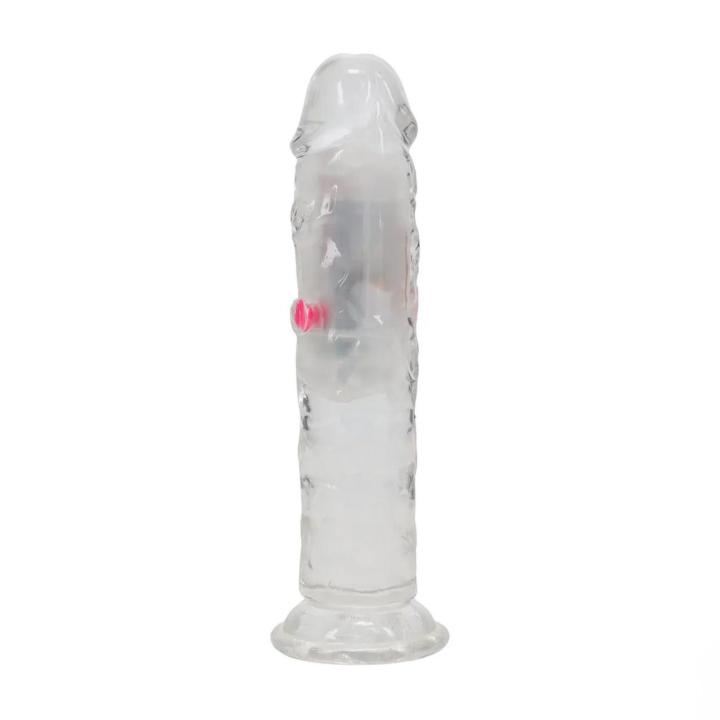 Transparentny wibrator realistyczny 15 cm z przyssawką i wibracjami