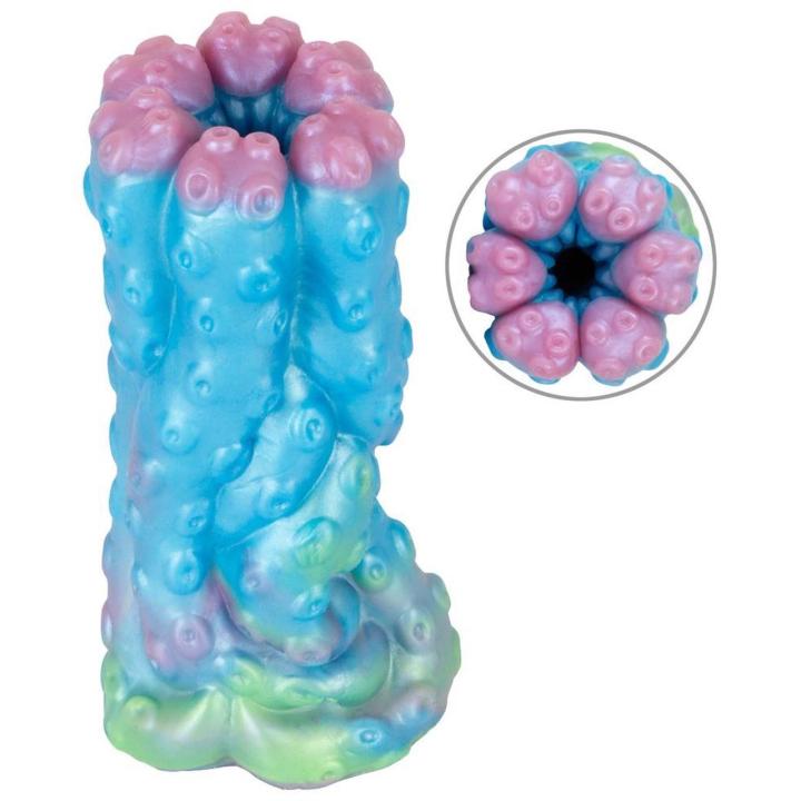 Silikonowy masturbator 16,2 cm z wypustkami i zamkniętym tunelem