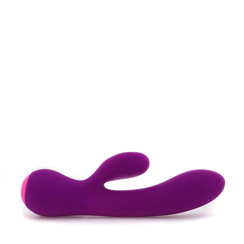 Fioletowy silikonowy wibrator króliczek ze stymulacją łechtaczki – wyjątkowo giętki