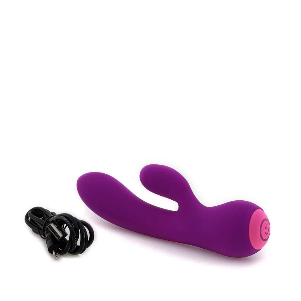 Fioletowy silikonowy wibrator króliczek ze stymulacją łechtaczki – wyjątkowo giętki