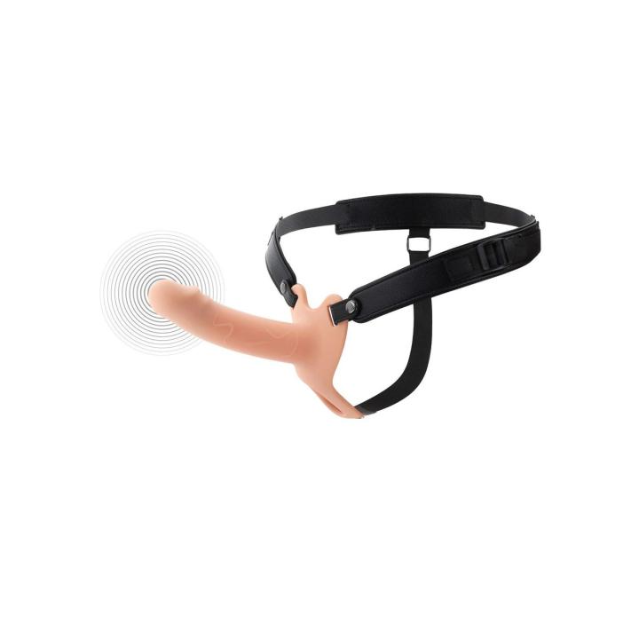 Wibrujący strap-on hollow 16 cm z pilotem i 10 trybami wibracji