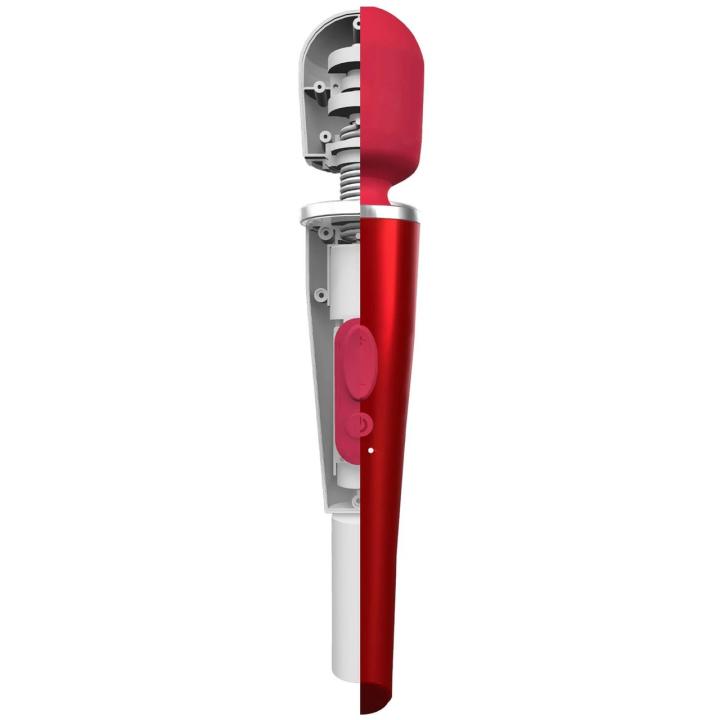 Czerwony masażer wand 30 cm – mocne wibracje, 5 poziomów, IPX7