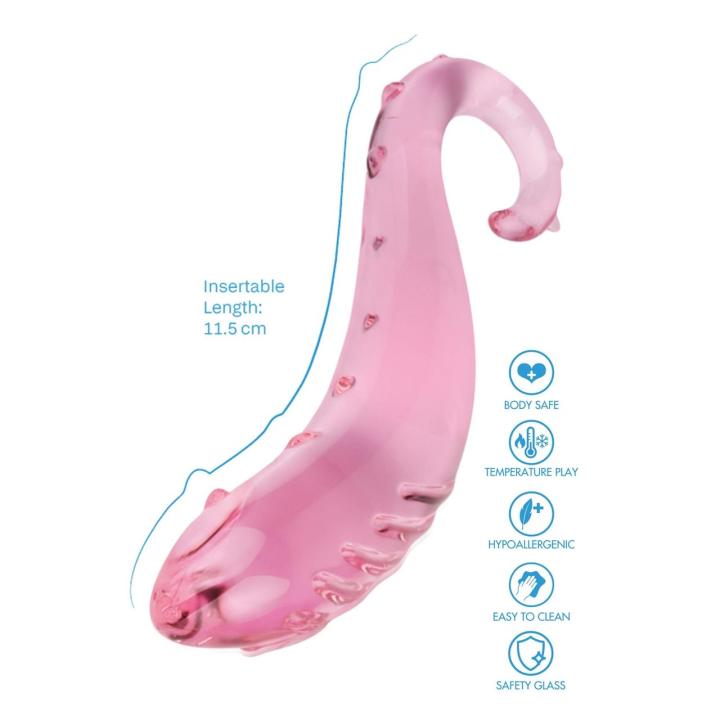 Szklane dildo do punktu G 18 cm – tekstura, profilowana końcówka, zabawy temperaturą