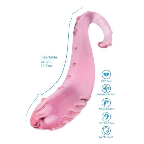 Szklane dildo do punktu G 18 cm – tekstura, profilowana końcówka, zabawy temperaturą