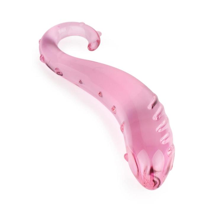 Szklane dildo do punktu G 18 cm – tekstura, profilowana końcówka, zabawy temperaturą