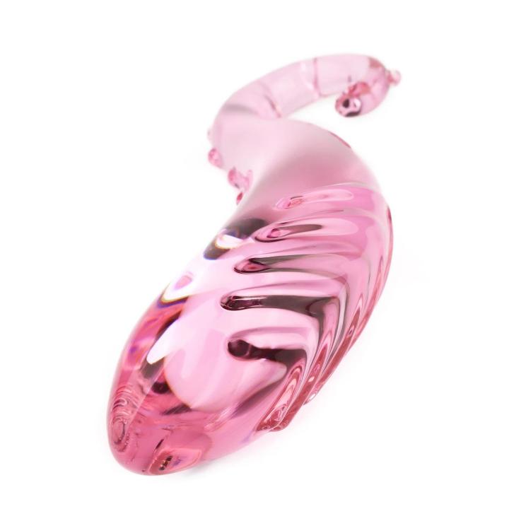 Szklane dildo do punktu G 18 cm – tekstura, profilowana końcówka, zabawy temperaturą