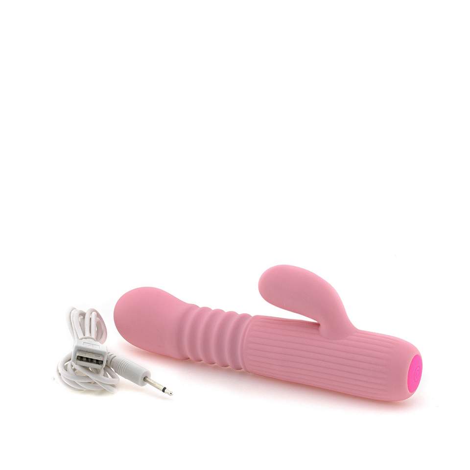Różowy silikonowy wibrator króliczek ze stymulacją łechtaczki i 8 trybami pracy