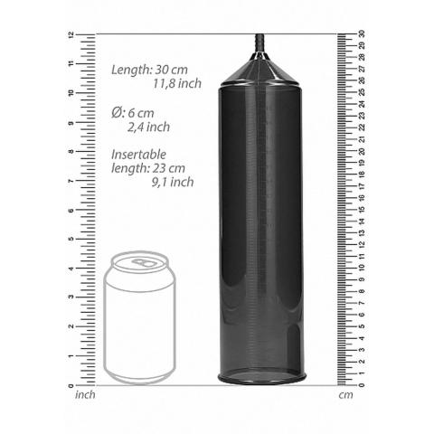 Czarna pompka próżniowa do penisa 23 cm z zaworem zwalniającym