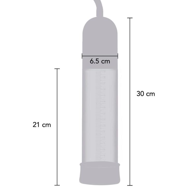 Pompka do penisa z manometrem czarna 30 cm, silikonowy rękaw i skala